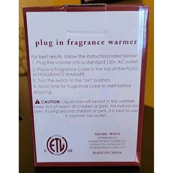 Plug In Fragrence Tuscany Candle Fragrance Bar Warmer White Square by Langley - Picture 3 of 7